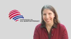Commission on U.S. Quantm Primacy logo with headshot of Gretchen Campbell smiling