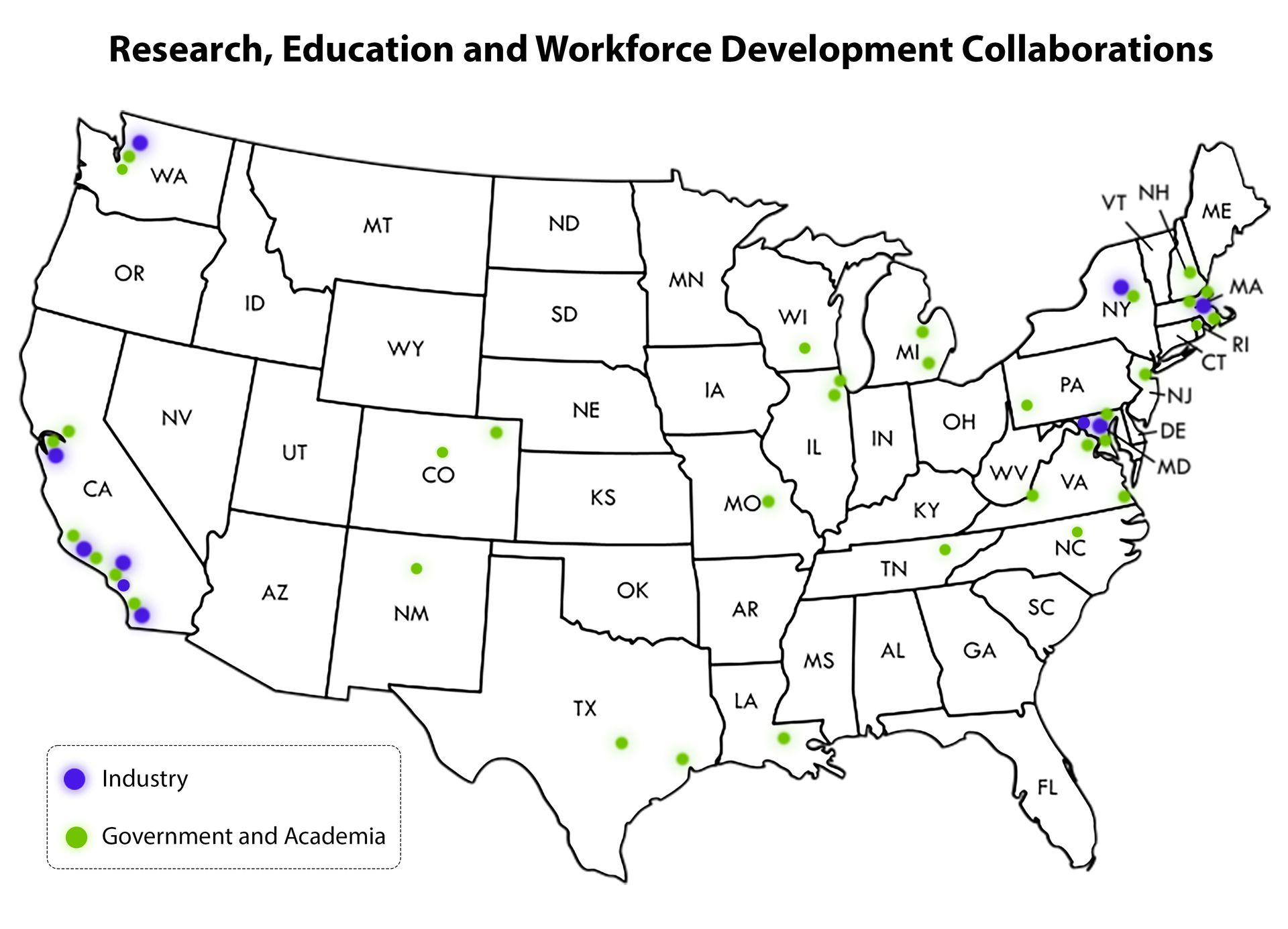 A map showing RQS's partners across the US